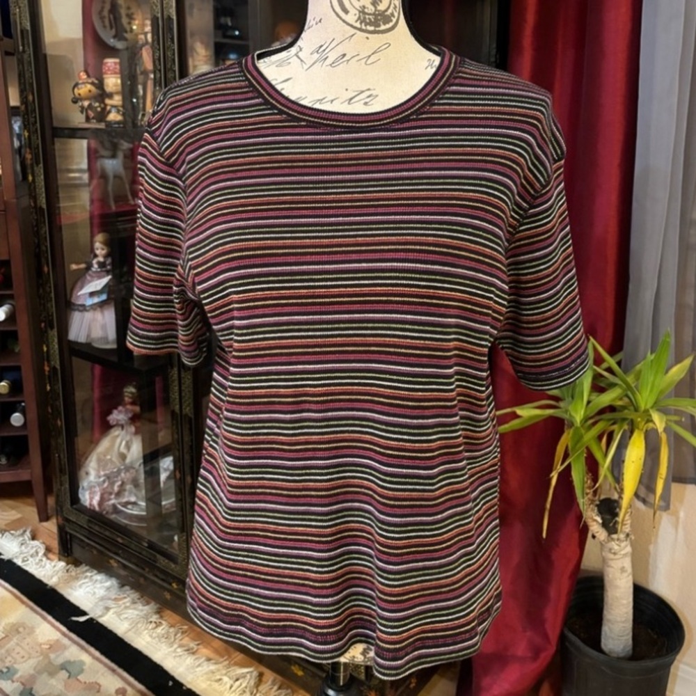 Vintage Y2K White Stag Metallic Striped Shirt